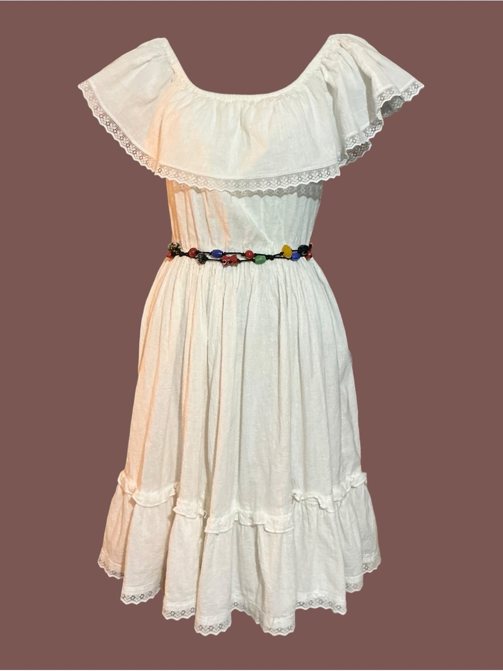 Vintage ’70s Ellen Hart Ivory Cotton Prairie Dress XS